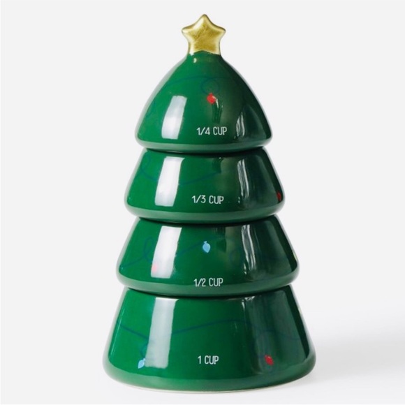 Target Bullseye Playground Green Christmas Tree Ceramic Measuring Cups Set of 4 - Picture 1 of 4